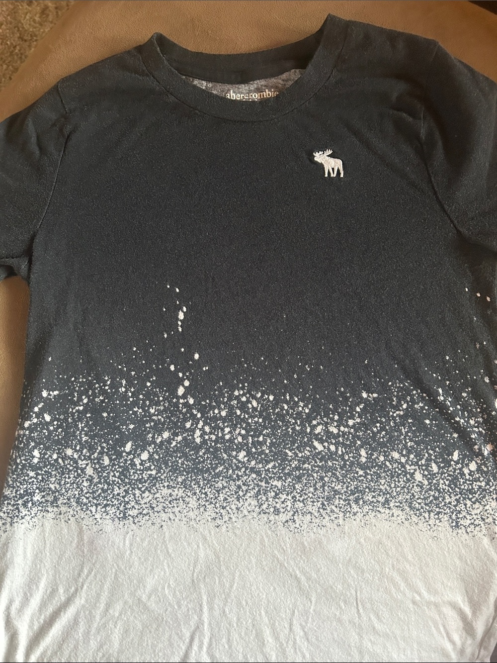 Abercrombie & Fitch Navy to Light Gray Splatter Ombre Tee